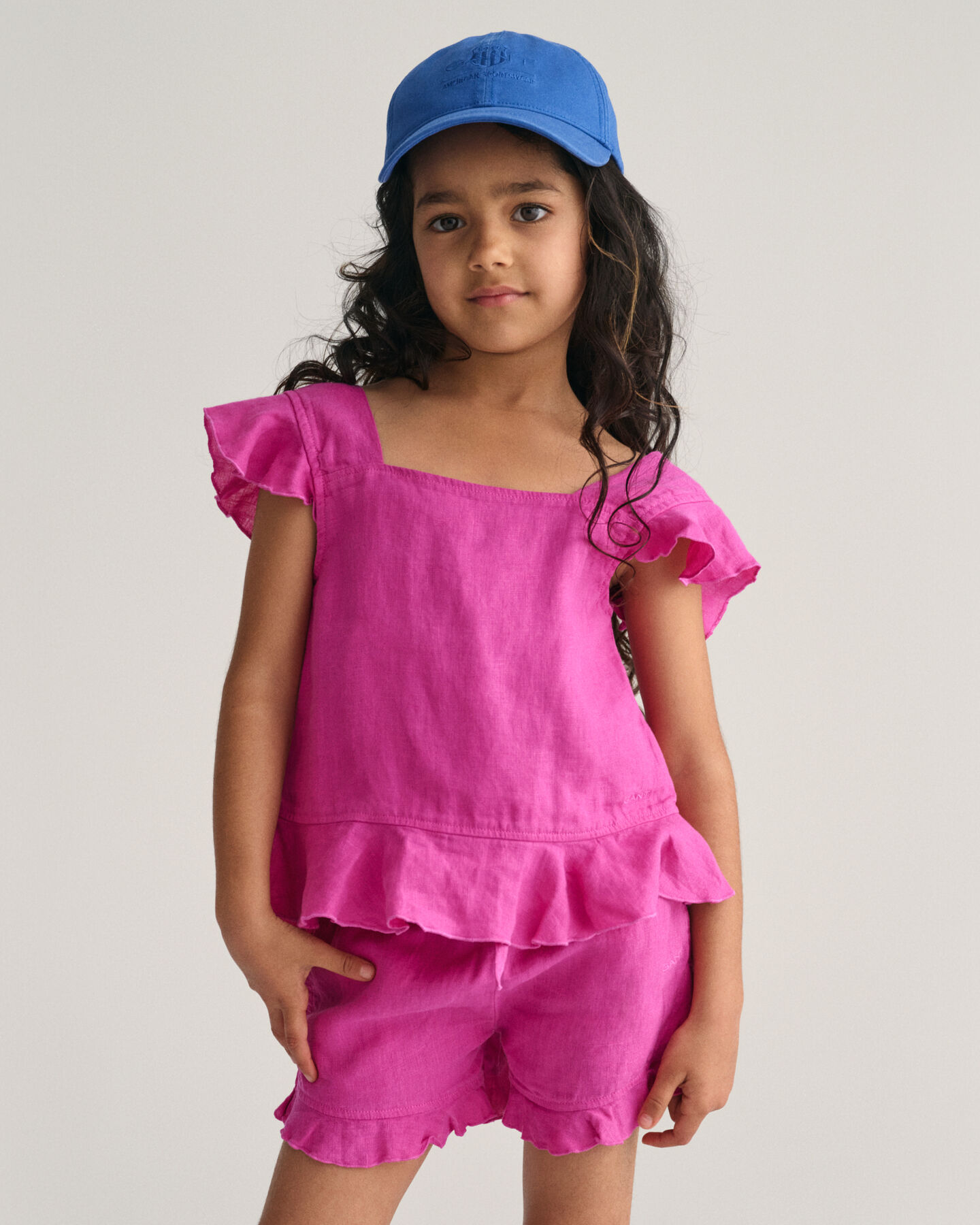 Girls Frilly Linen Top