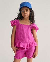 Girls Frilly Linen Top