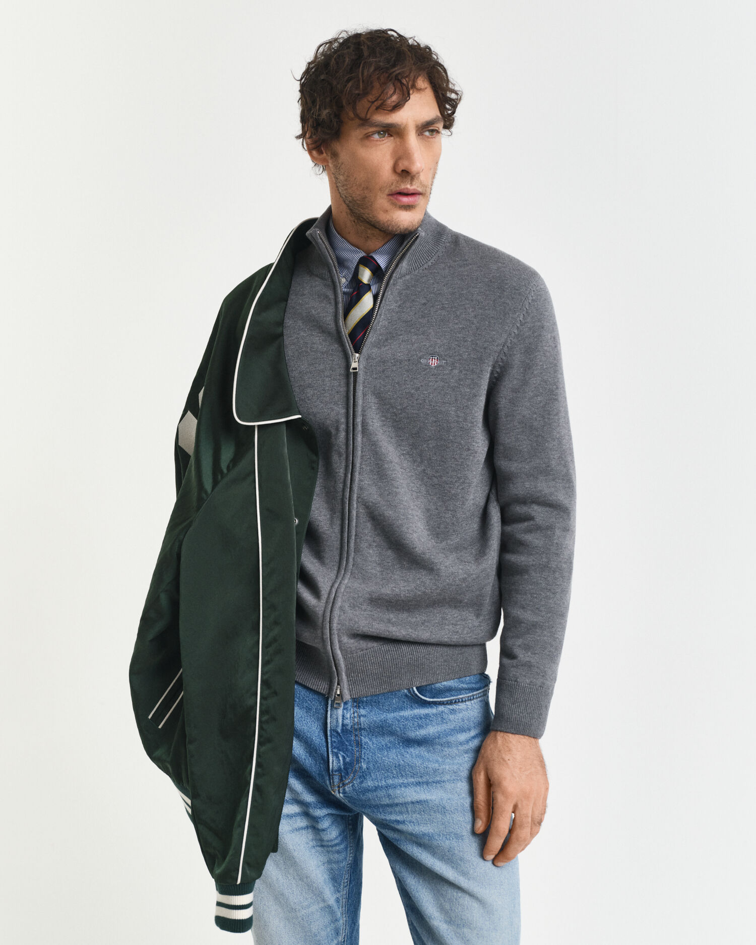 Casual Cotton Zip Cardigan - GANT Casual Cotton Zip Cardigan - GANT