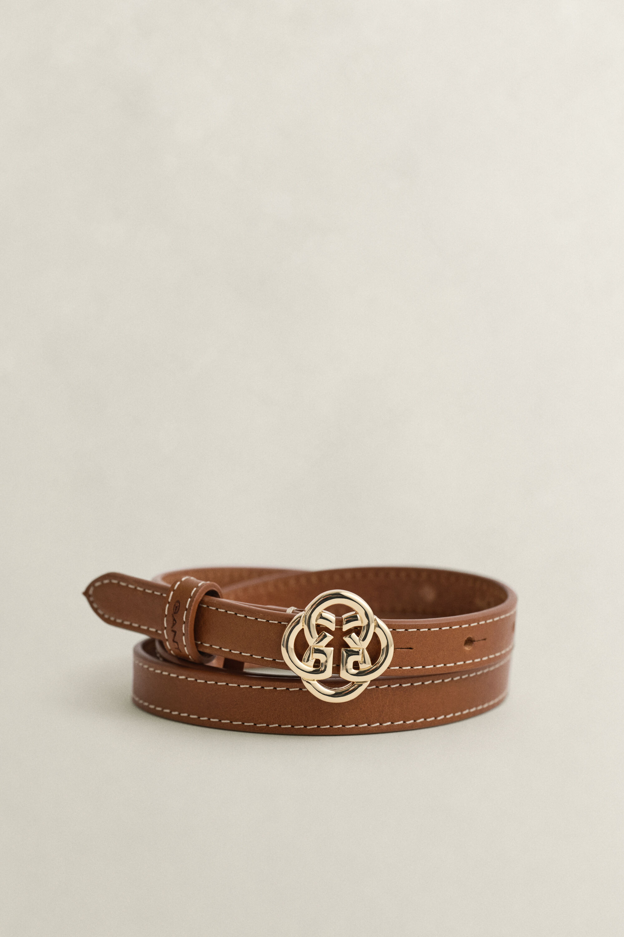 Monogram Buckle Leather Belt