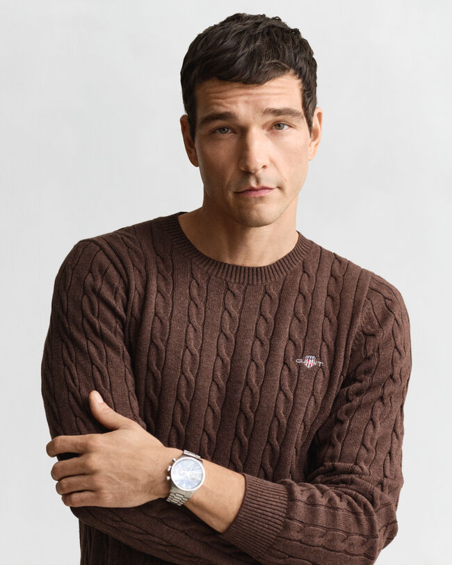 Cotton Cable Knit Crew Neck Sweater