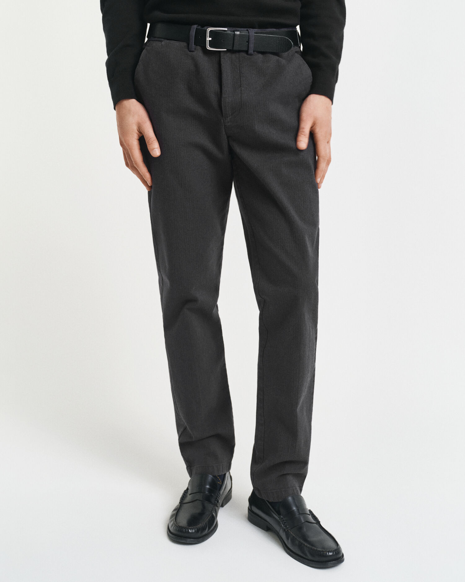 Slim Fit Cotton Herringbone Pants