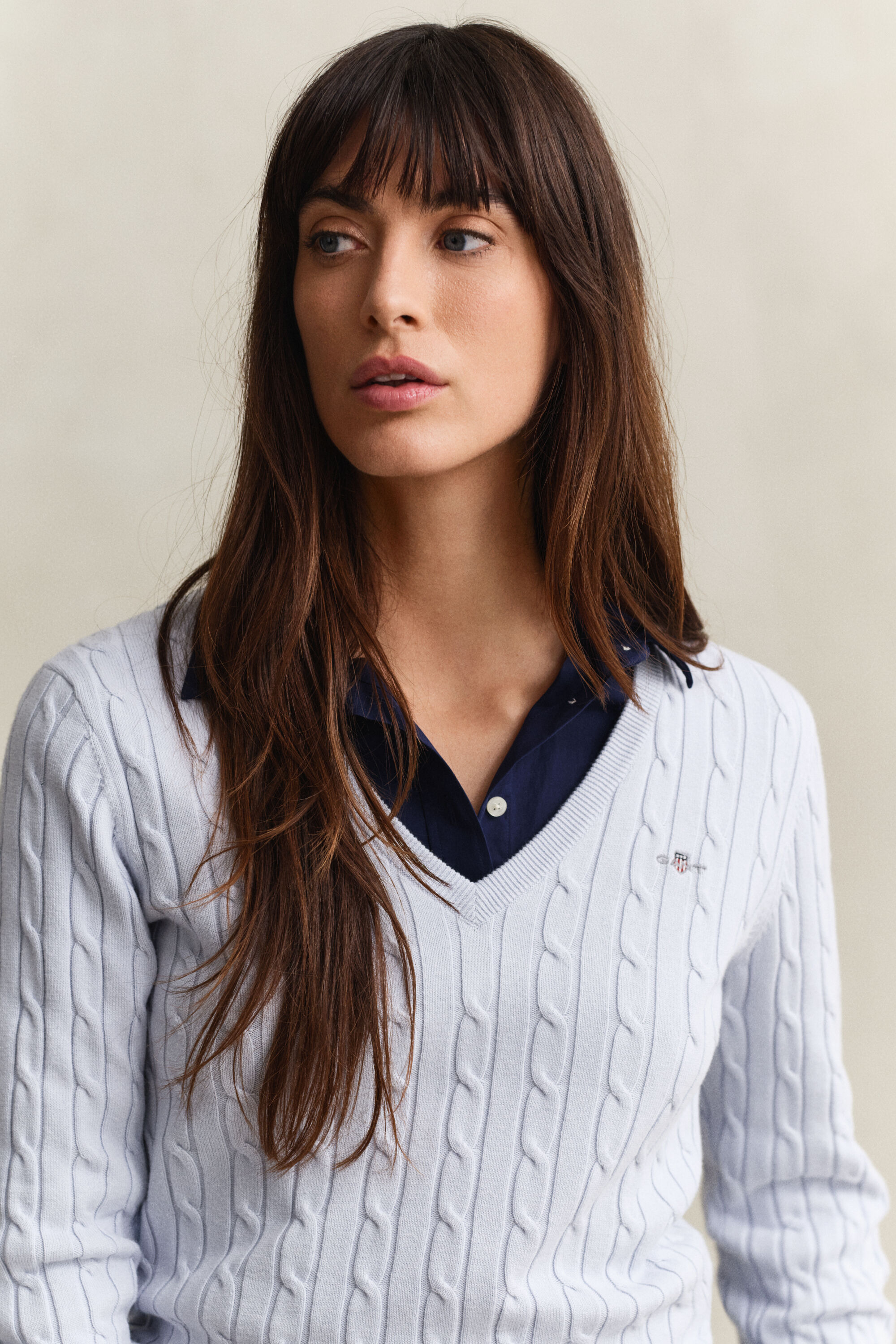 Cable Knit V-Neck Sweater