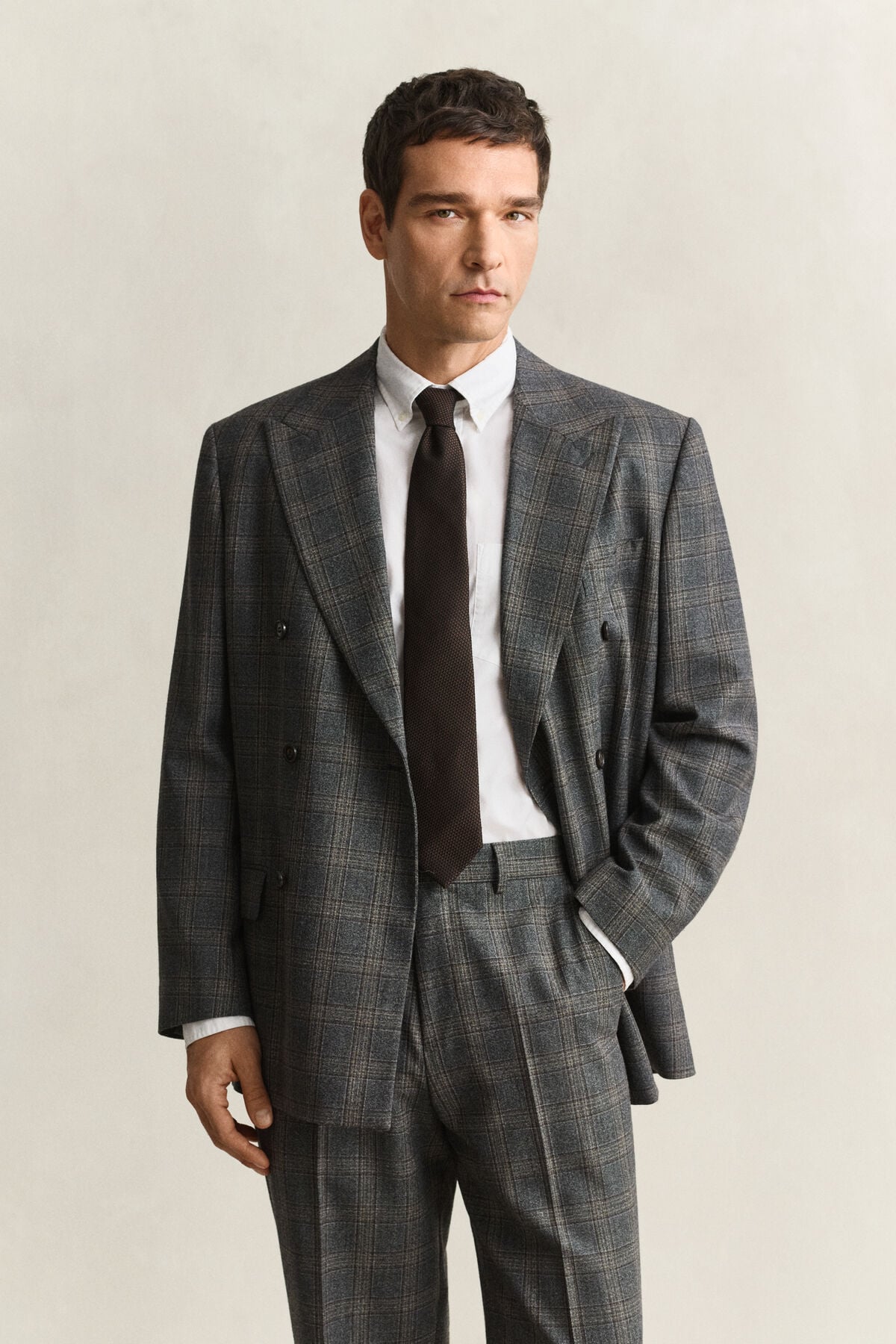 Glen Check Suit Jacket — CERAMIC GREY MELANGE