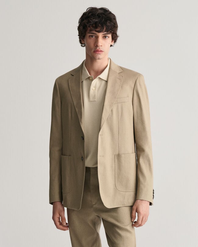 Slim Fit Cotton Linen Suit Blazer