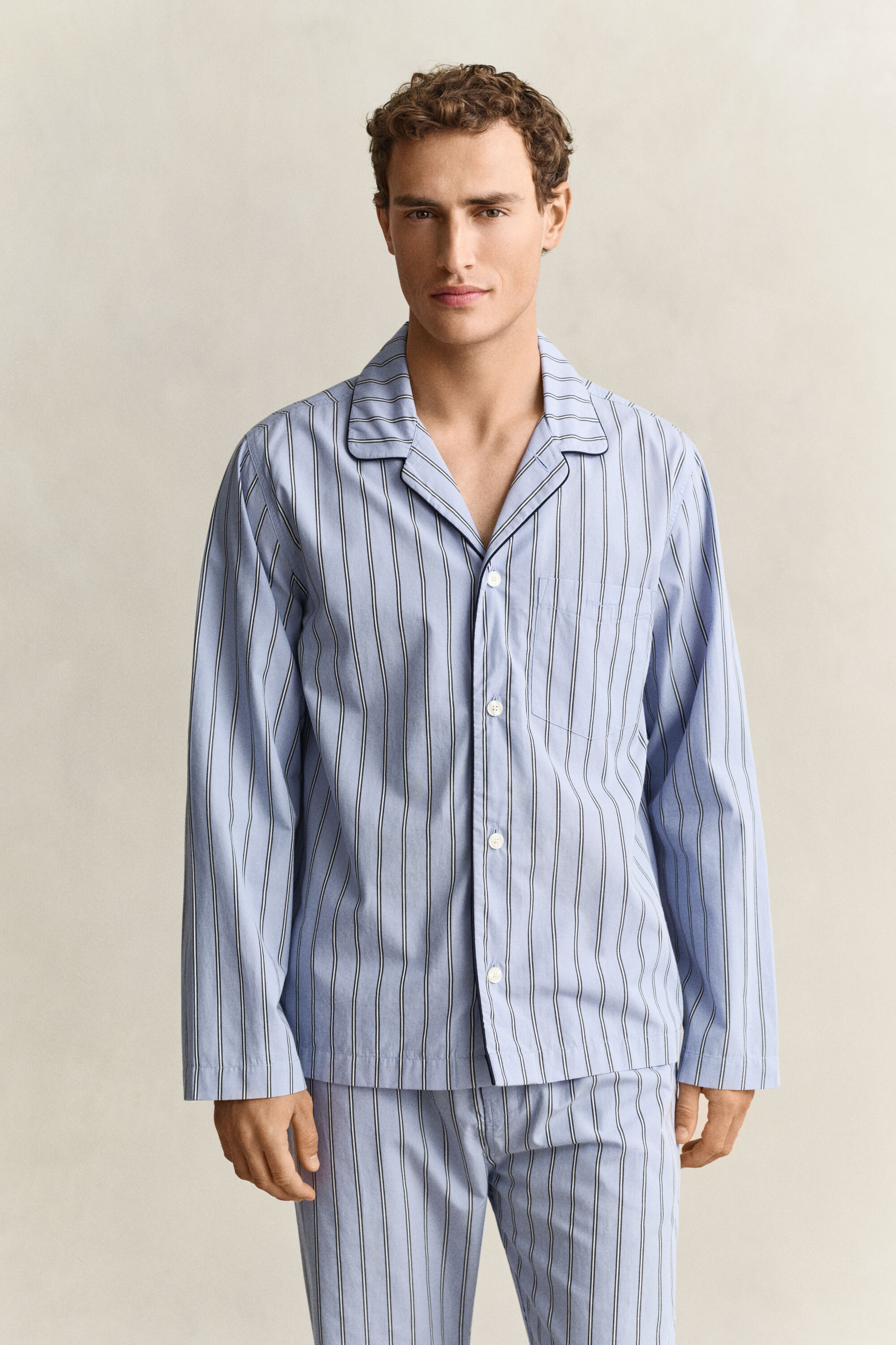 Striped Poplin Pajama Set — LAVENDER BLUE