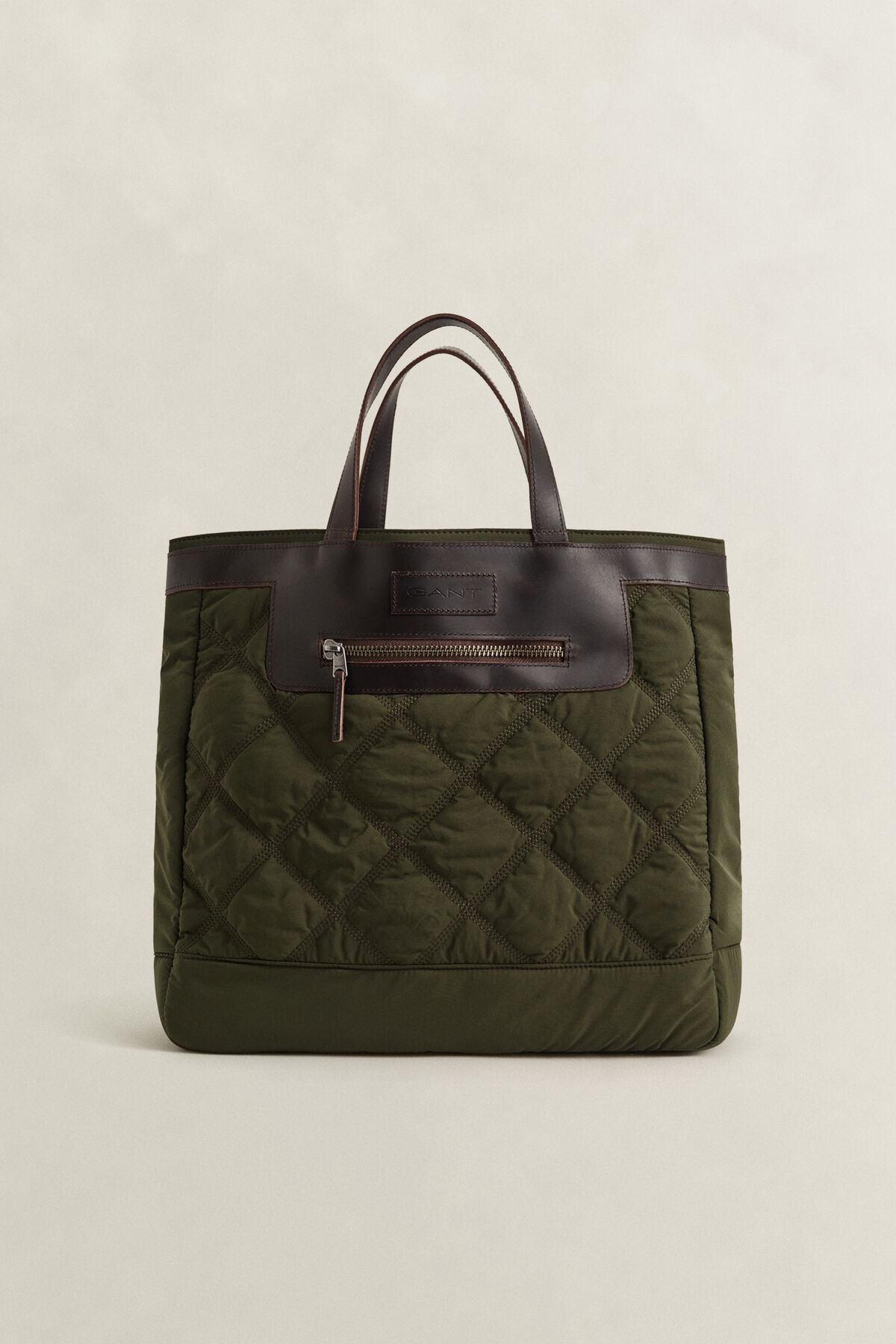 Quilted Tote Bag — DARK MOSS GREEN