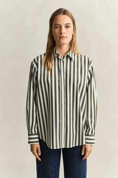 Relaxed Striped Poplin Shirt — COUNTRY GREEN 5