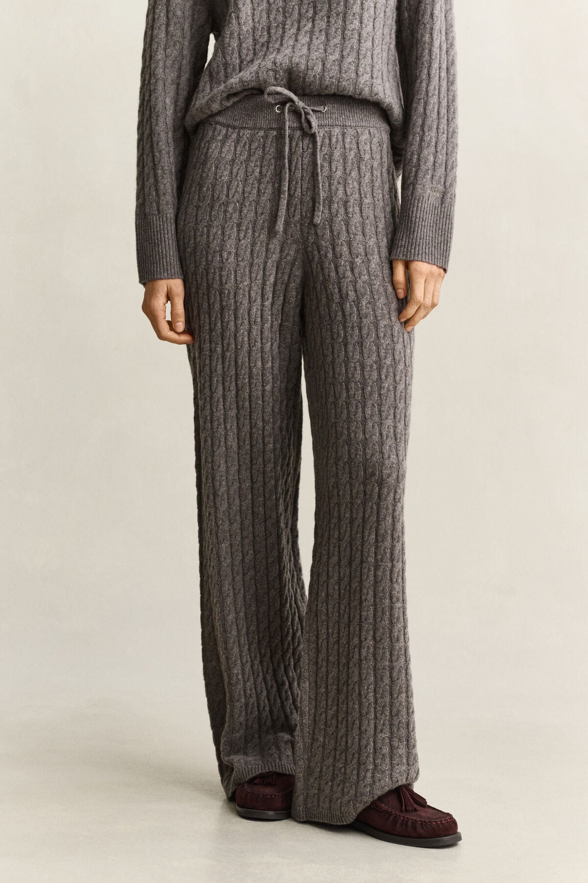 Wool Cashmere Blend Pants — BROWN MELANGE
