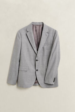 Pinstriped Suit Jacket — GREY MELANGE 1
