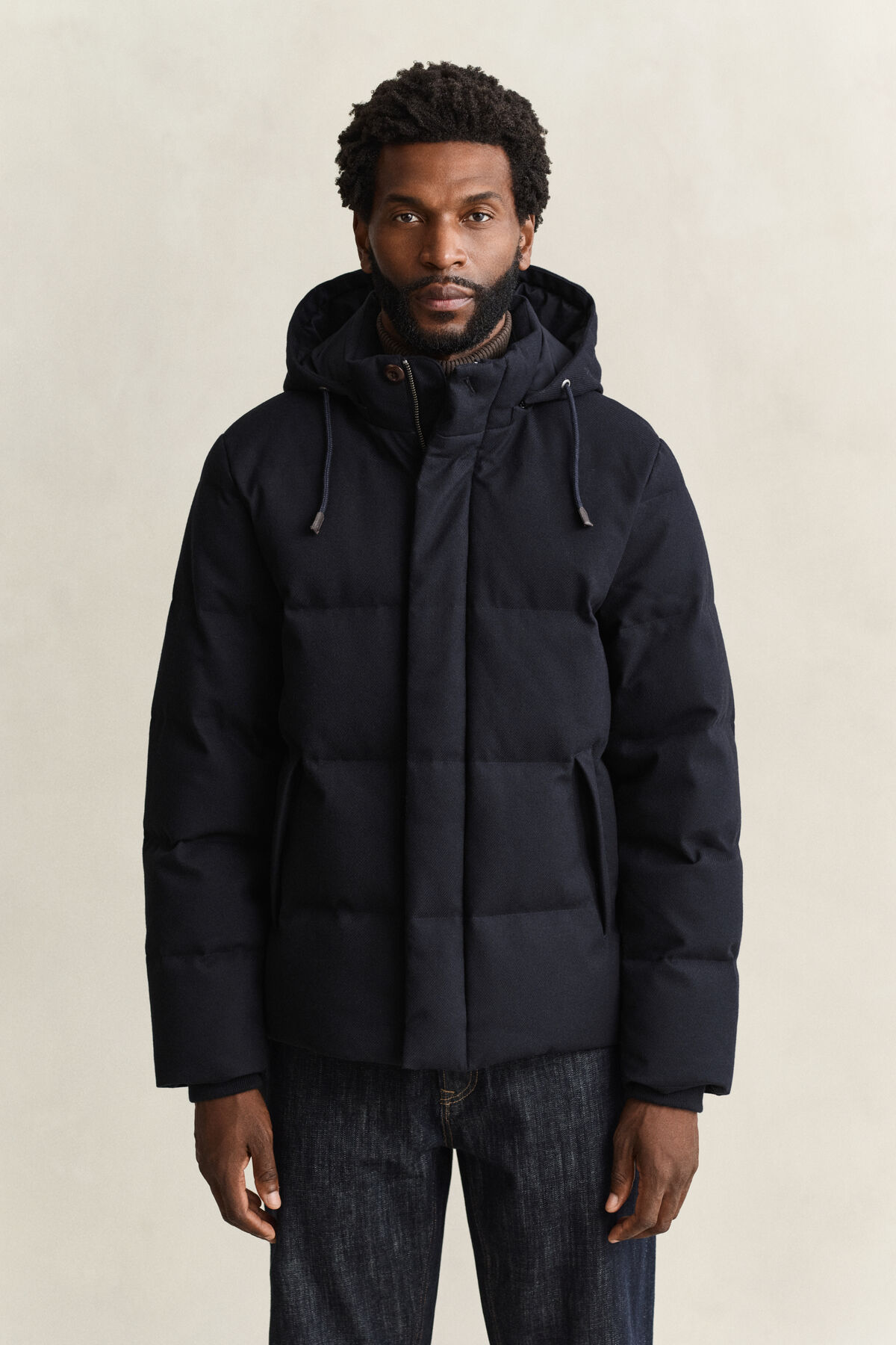 Flannel Down Jacket — EVENING BLUE