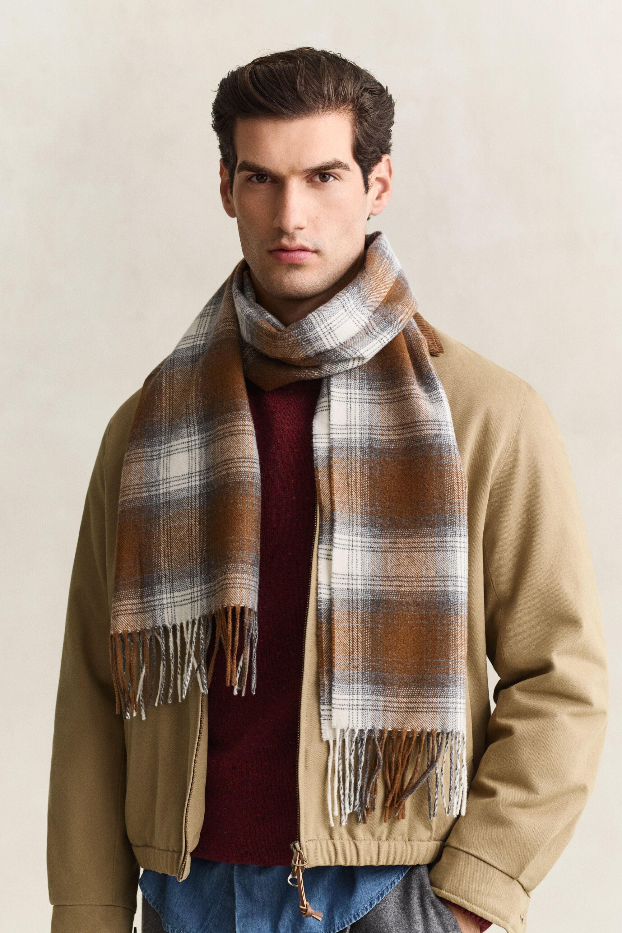 Checked Wool Scarf