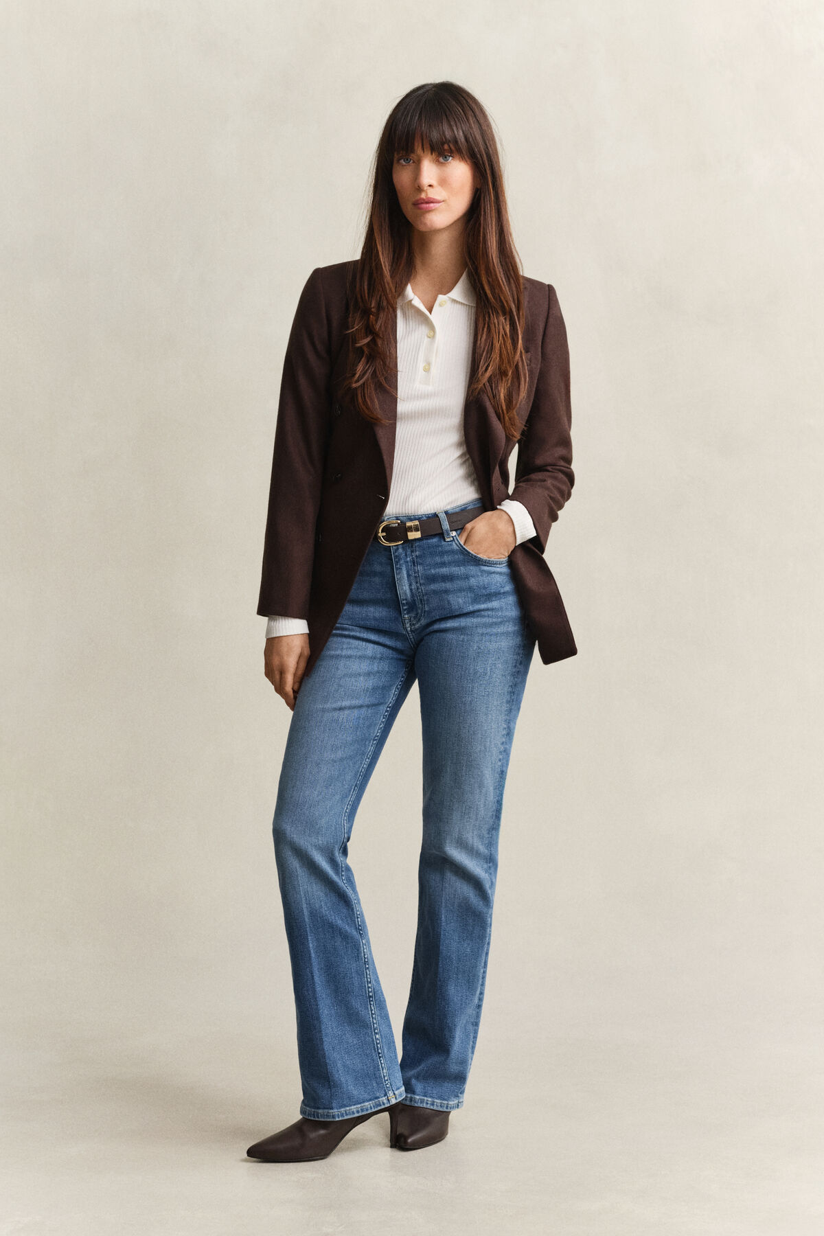 Slim Flared Stretch Jeans — MID BLUE BROKEN IN