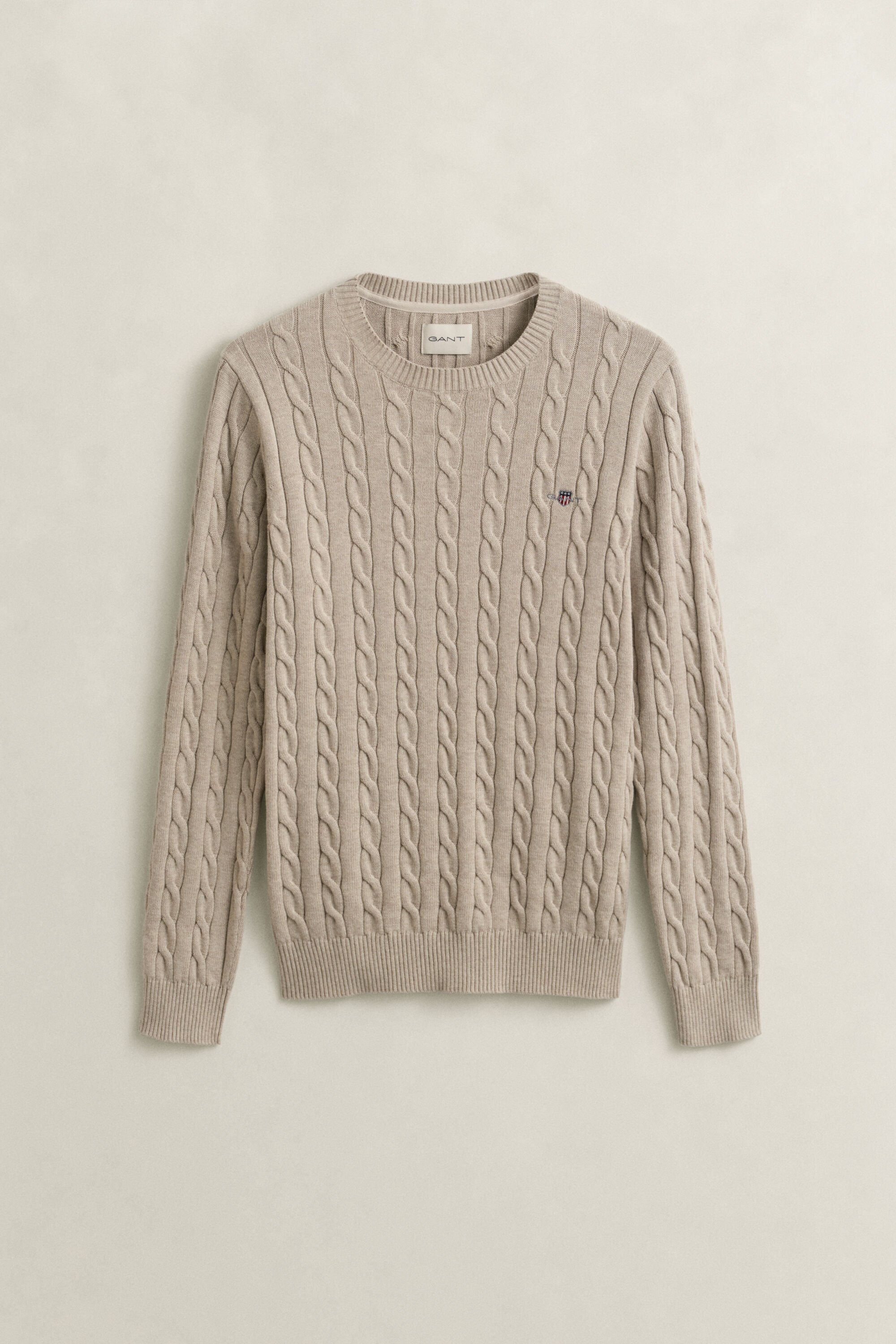 Cotton Cable Knit Crew Neck Sweater