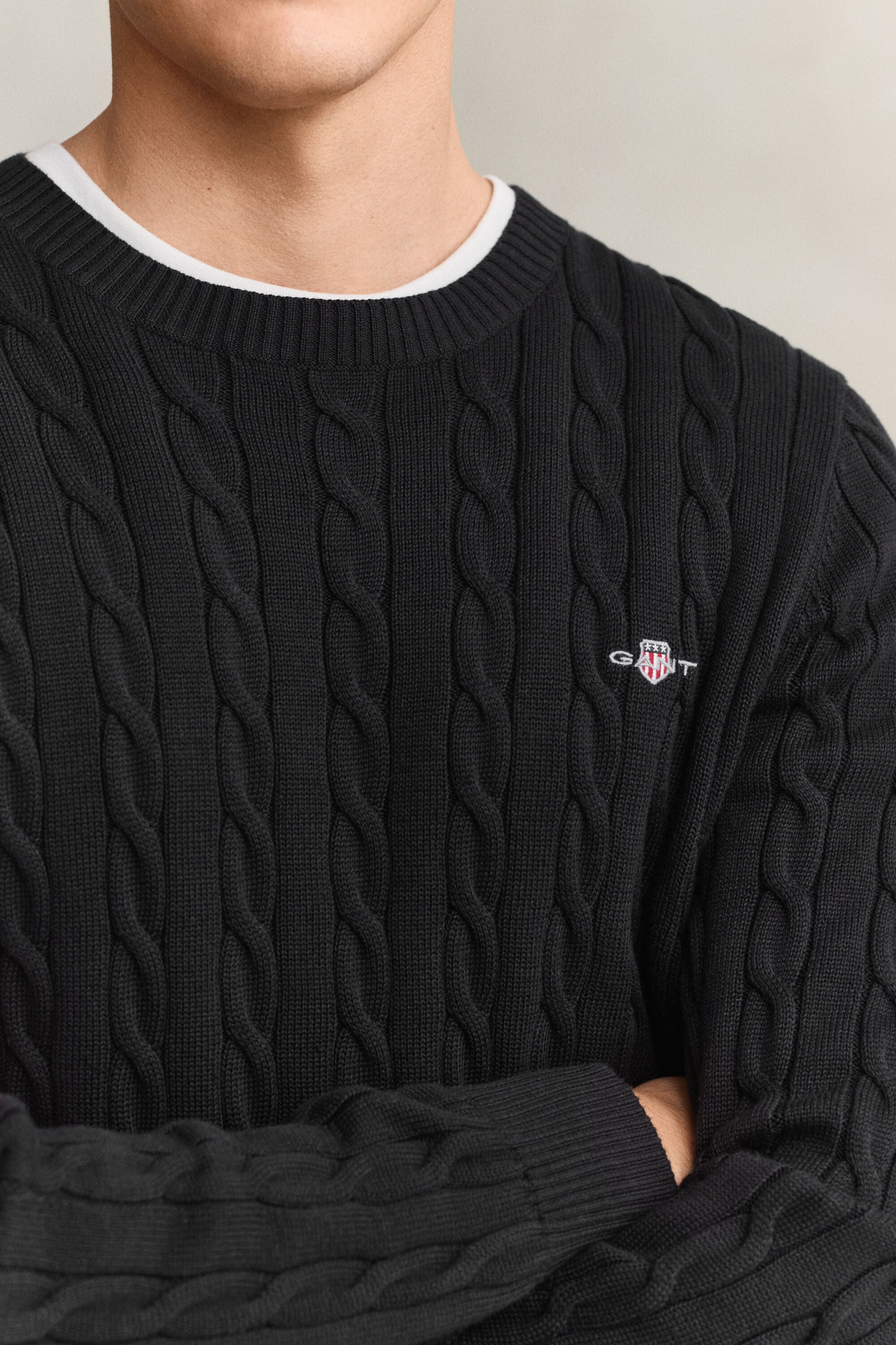 Cotton Cable Knit Crew Neck Sweater