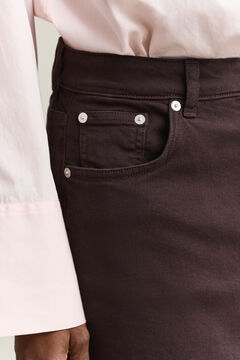 Twill Colored Pencil Skirt — DEEP BROWN 4