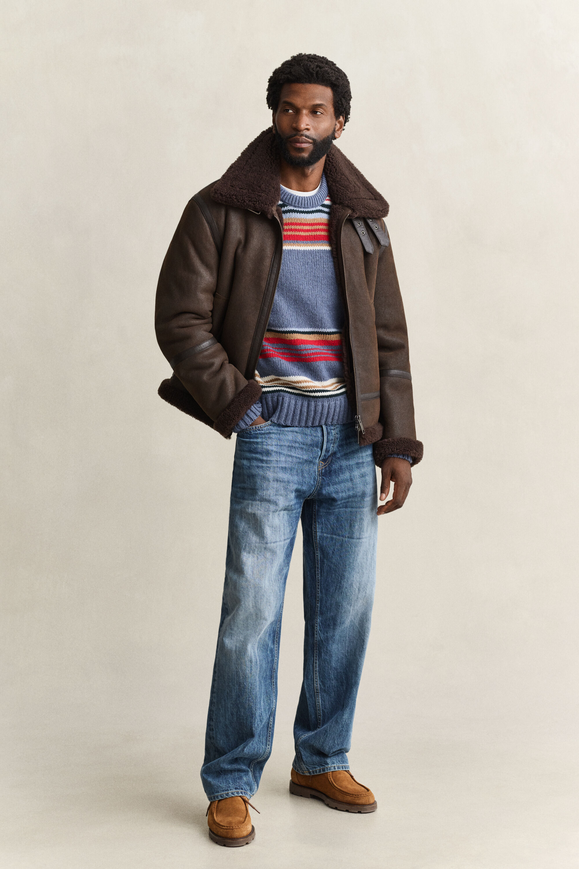 Multistriped Crew Neck Sweater