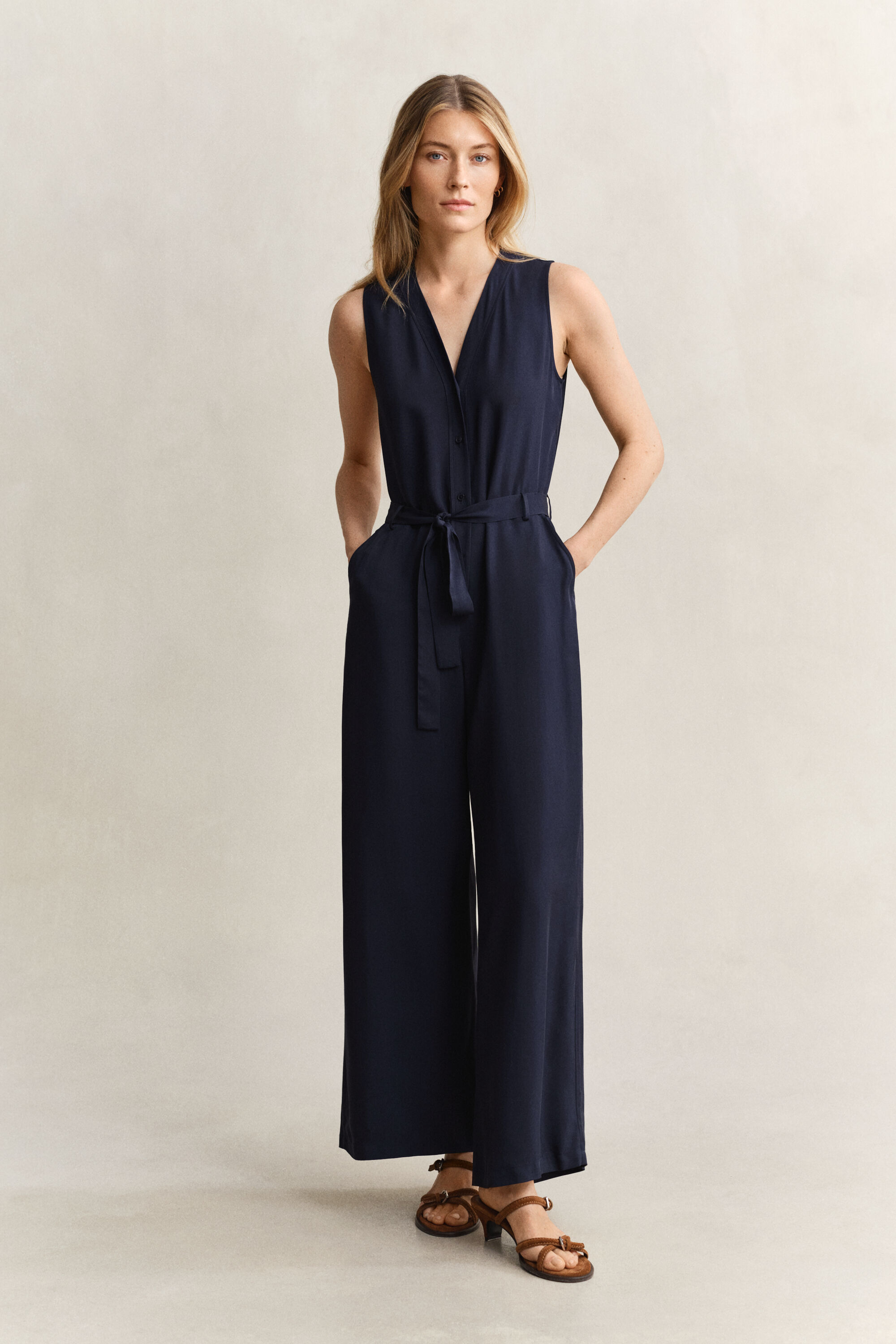 Twill Belted Jumpsuit
