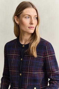 Knitted Check Cardigan — EVENING BLUE 3