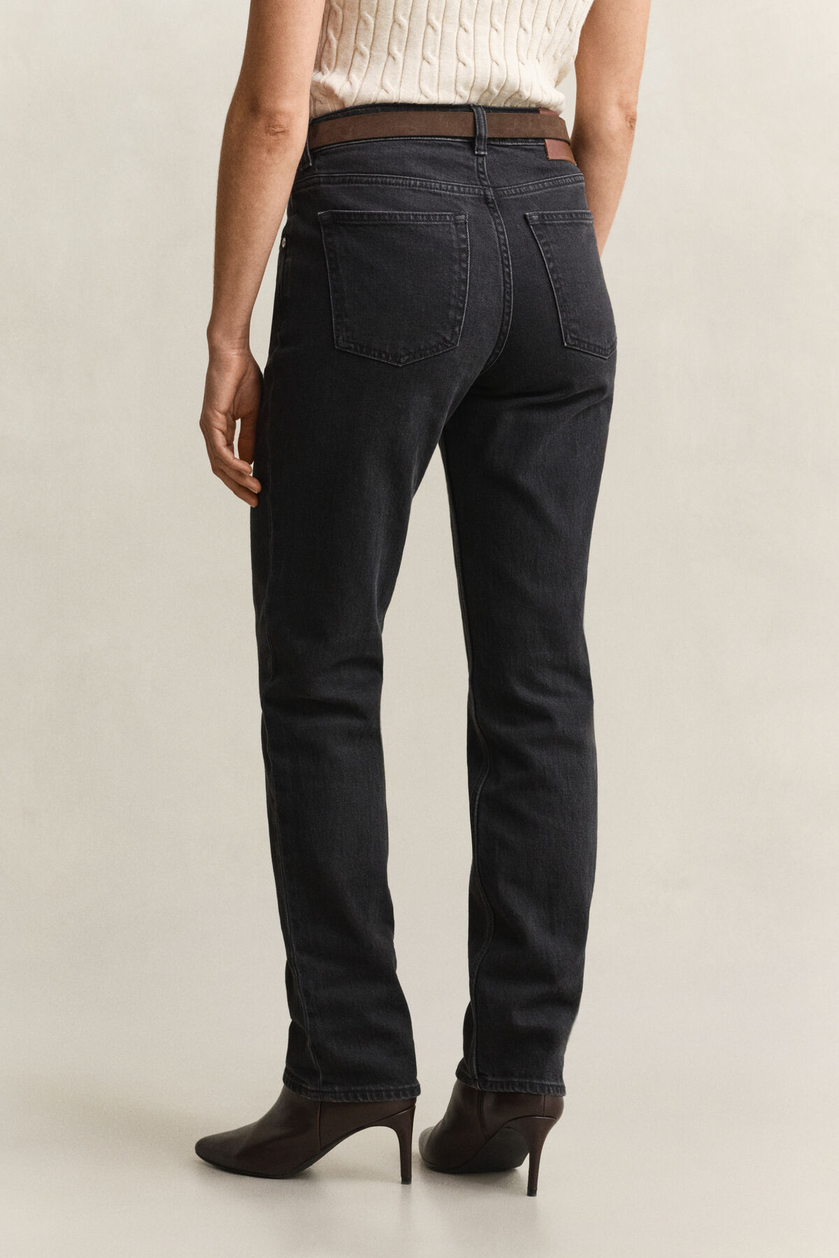 Straight Leg Stretch Jeans — BLACK WORN IN