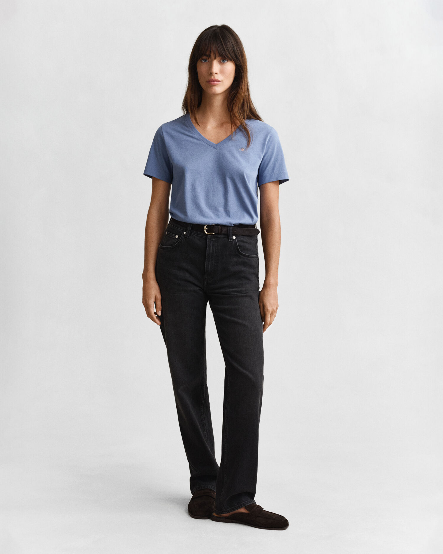 Shield V-Neck T-Shirt — FADED DENIM