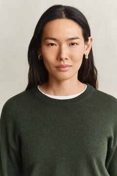 Superfine Lambswool Crew Neck Sweater — MOSSY GREEN 4
