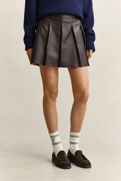 Gant x Yale Pleated Leather Skirt — DEEP BROWN 4