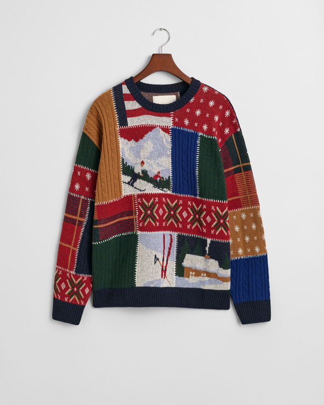 Patchworked Crew Neck Sweater - GANT