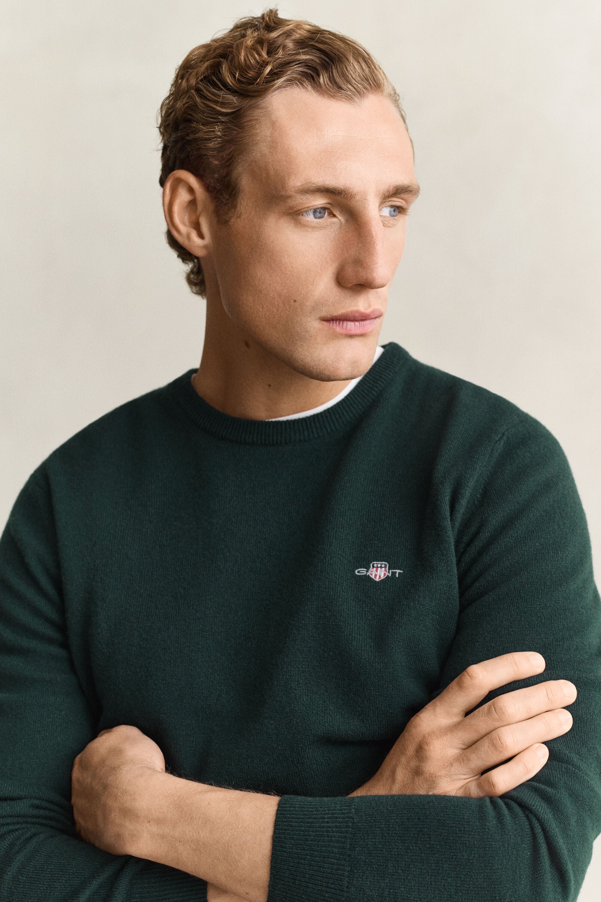 Lambswool Crew Neck Sweater — TARTAN GREEN