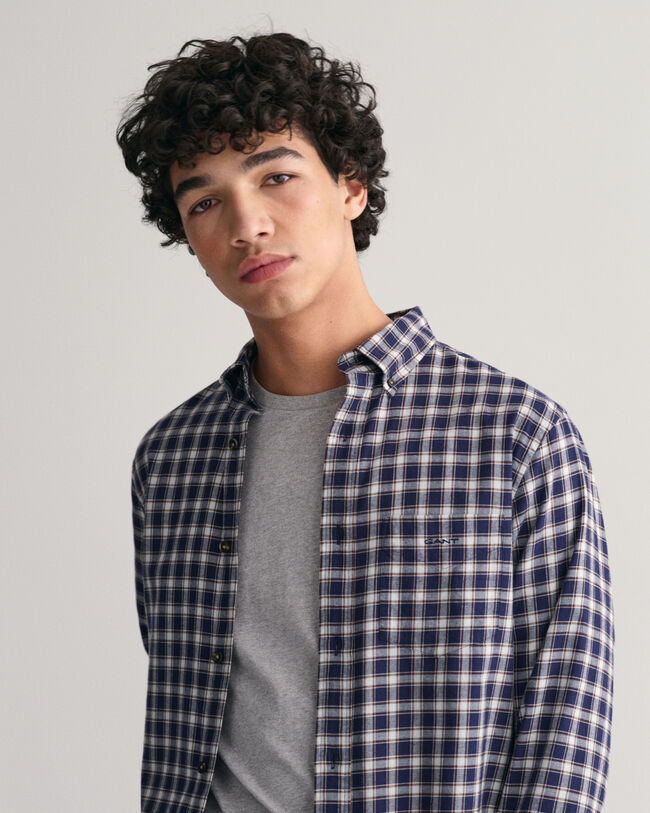 Regular Fit Micro Tartan Flannel Shirt