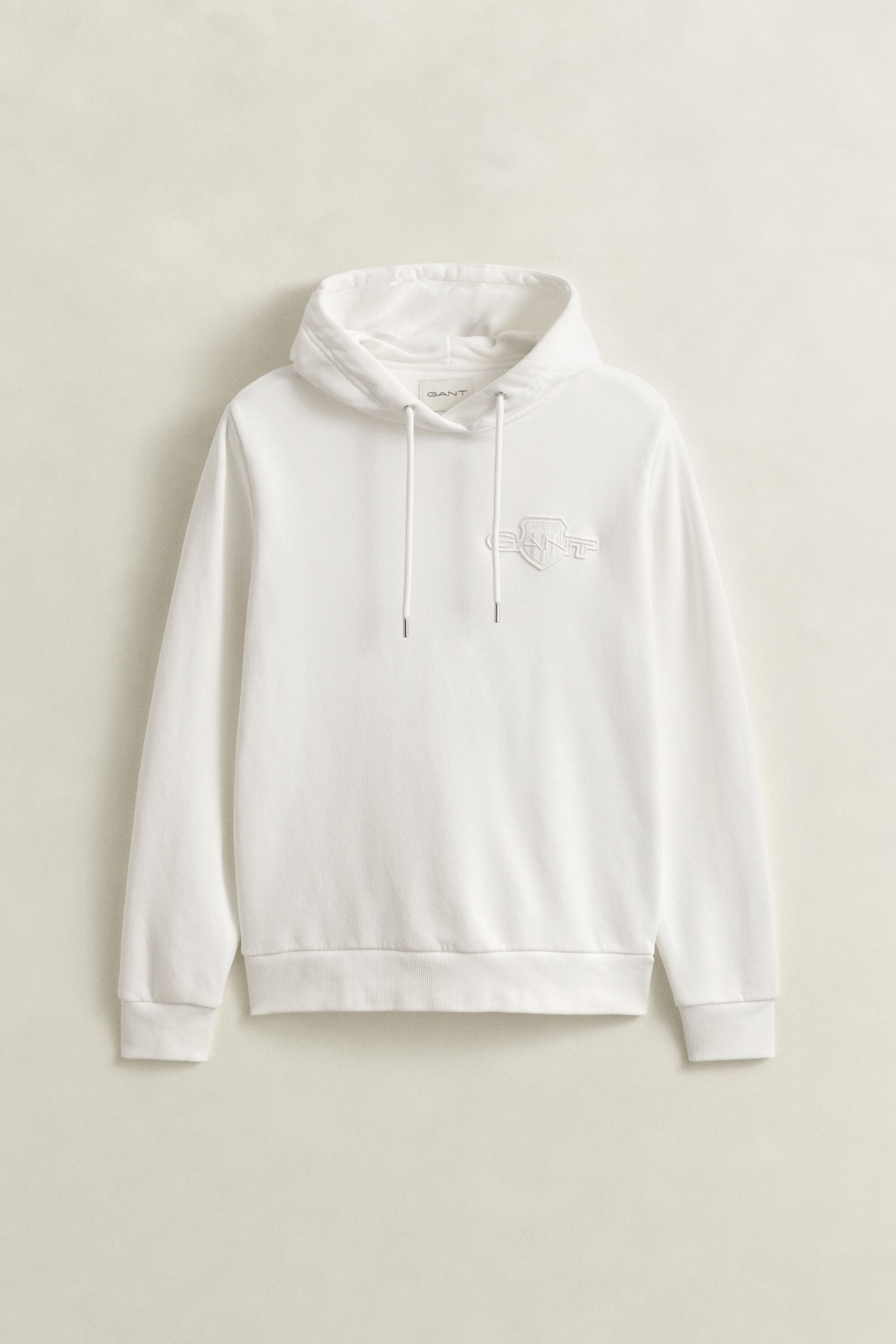 Tonal Shield Hoodie — EGGSHELL