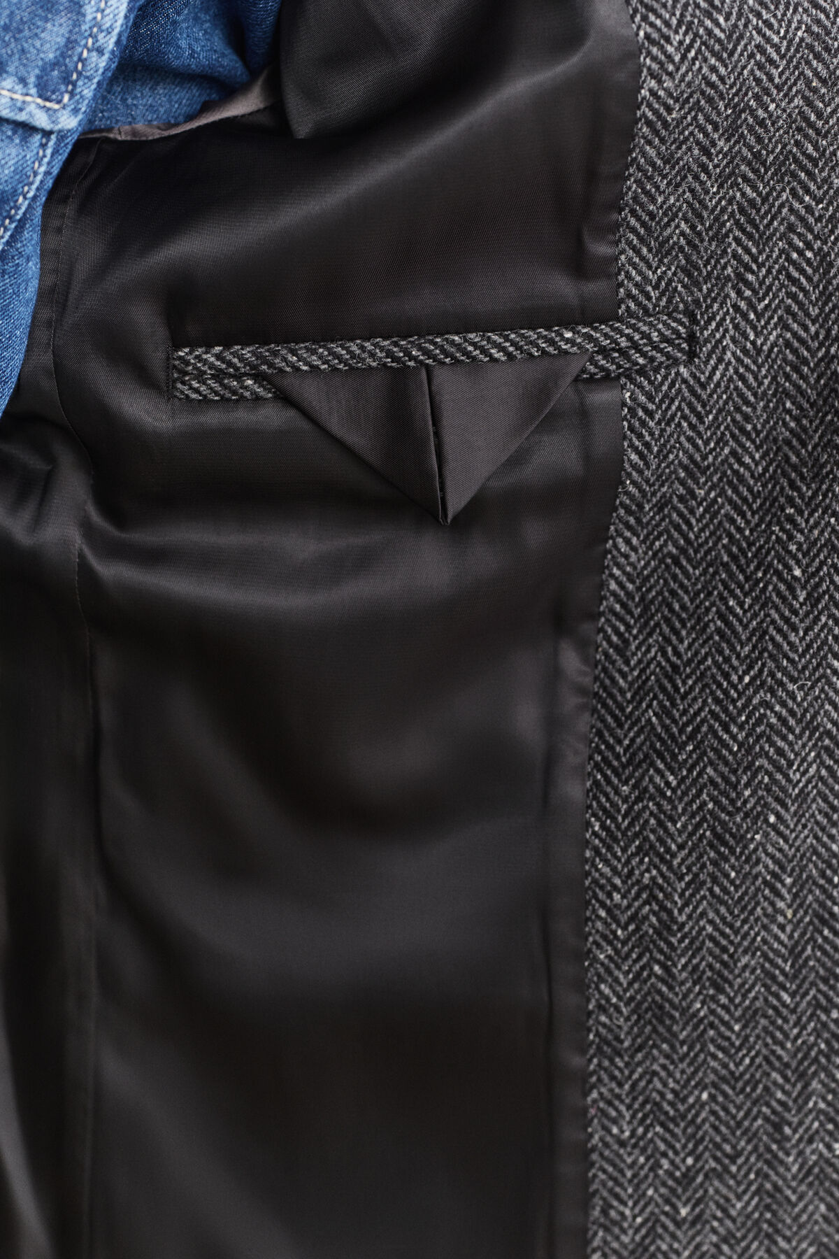 Herringbone Blazer — CHARCOAL MELANGE