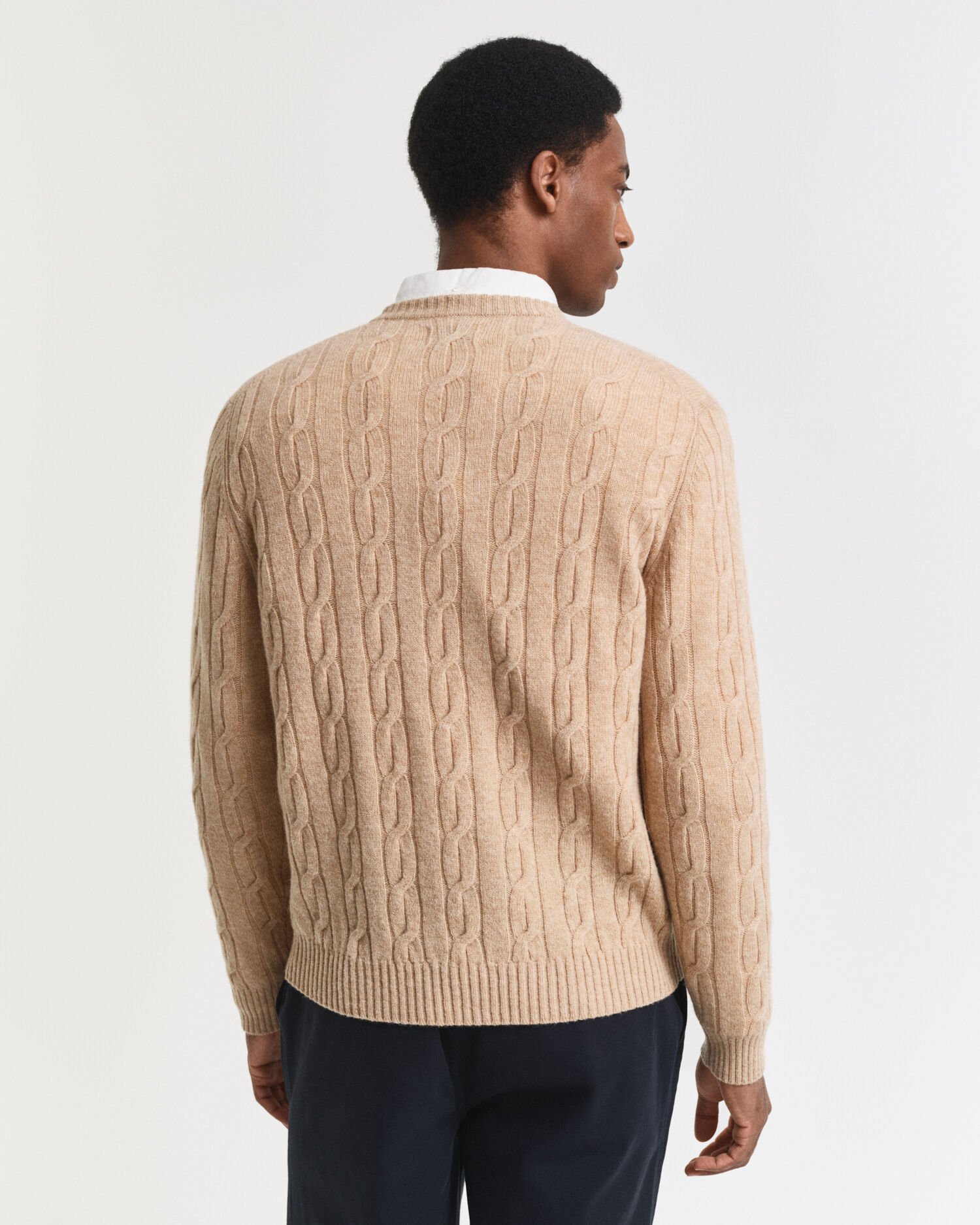 Lambswool Cable Knit Crew Neck Sweater
