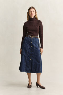 Flared Denim Skirt — DARK BLUE WORN IN 6