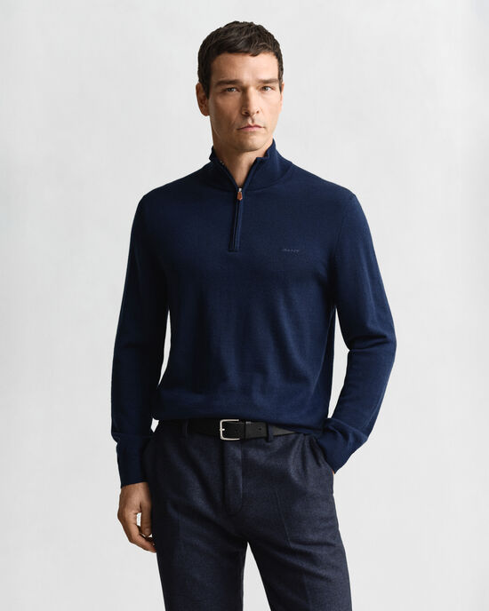 Extra Fine Merino Wool Half-Zip Sweater