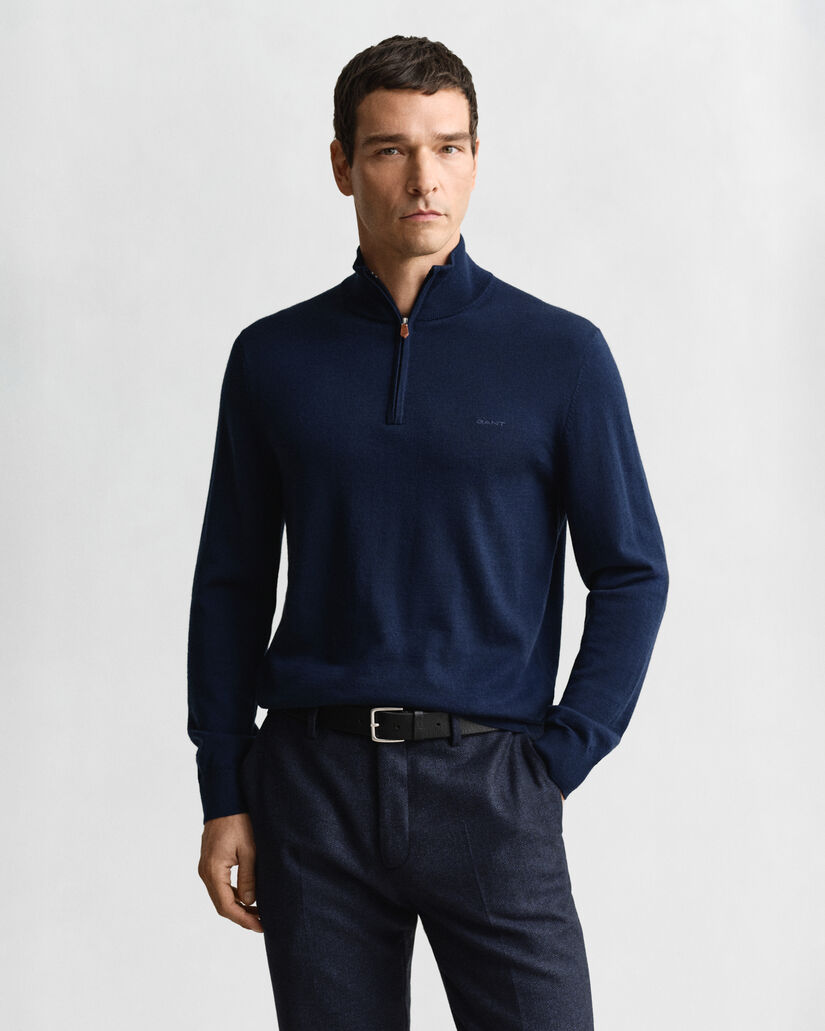 Extra Fine Merino Wool Half-Zip Sweater