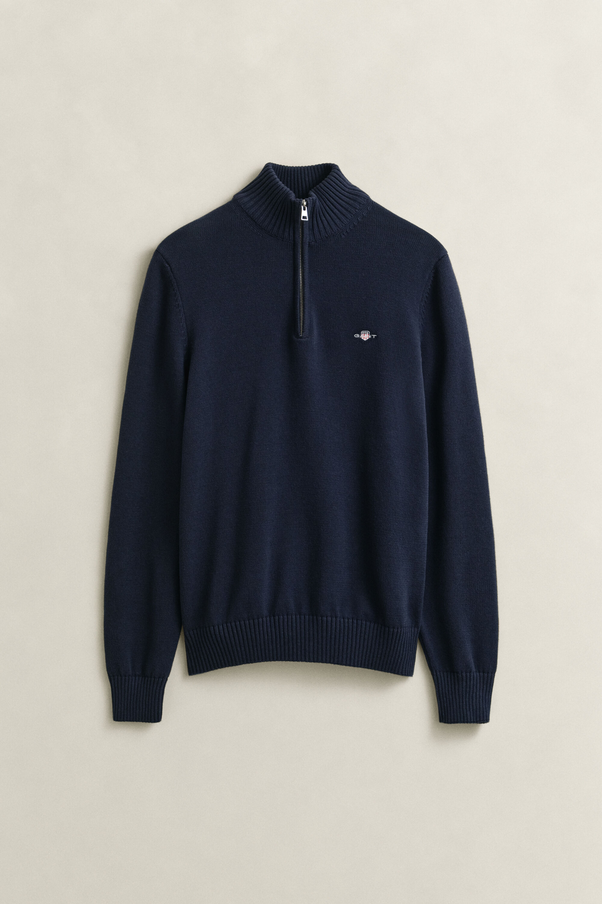 Casual Cotton Half-Zip Sweater — EVENING BLUE