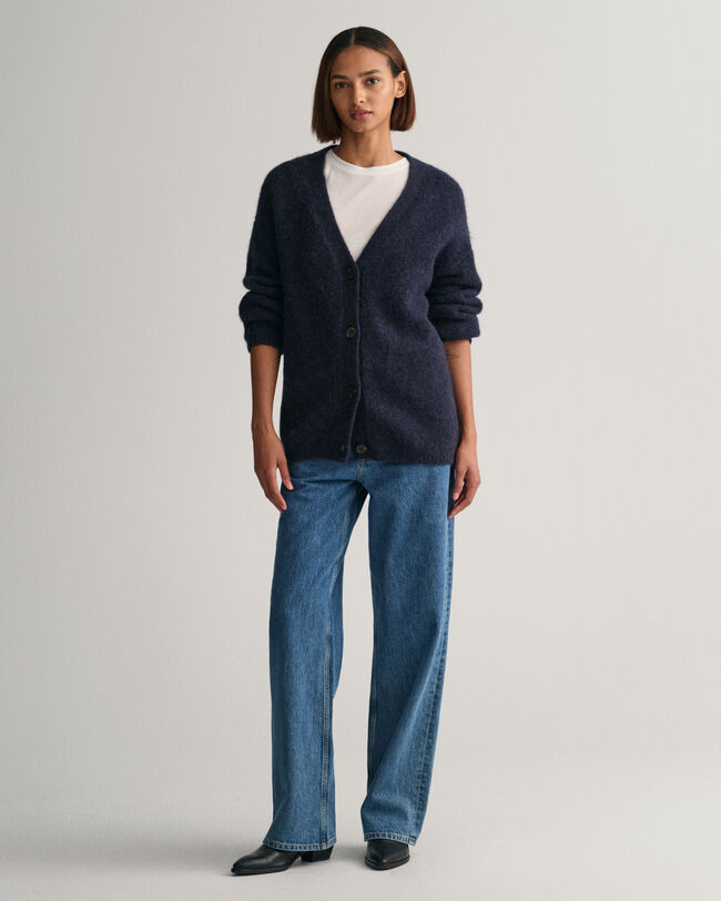 Hairy Textured V-Neck Cardigan