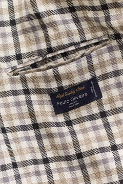 Wool Linen Check Blazer — CREAM 3