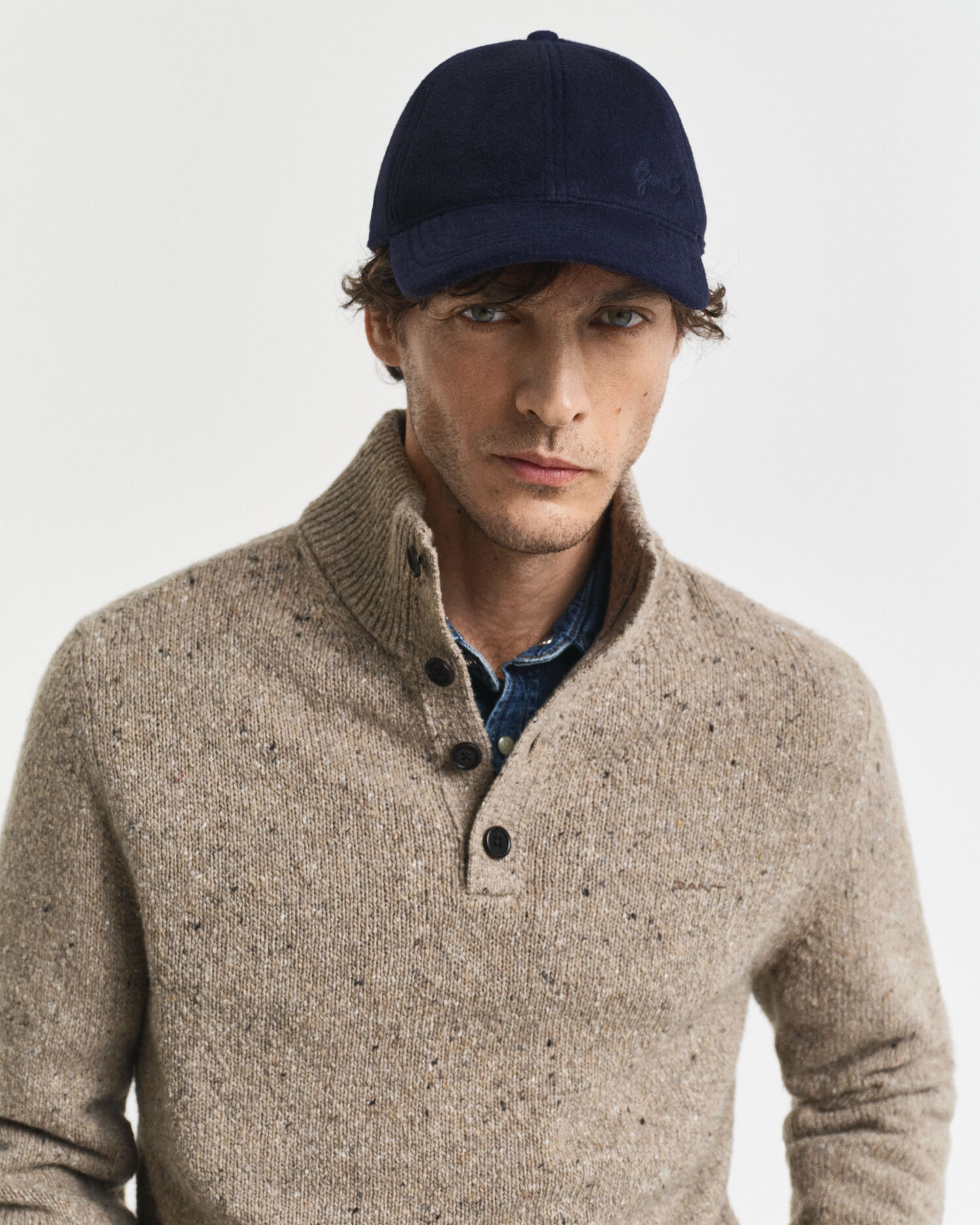 Wool Blend Nepps Half-Buttoned Sweater GANT AB DK SAND MELANGE