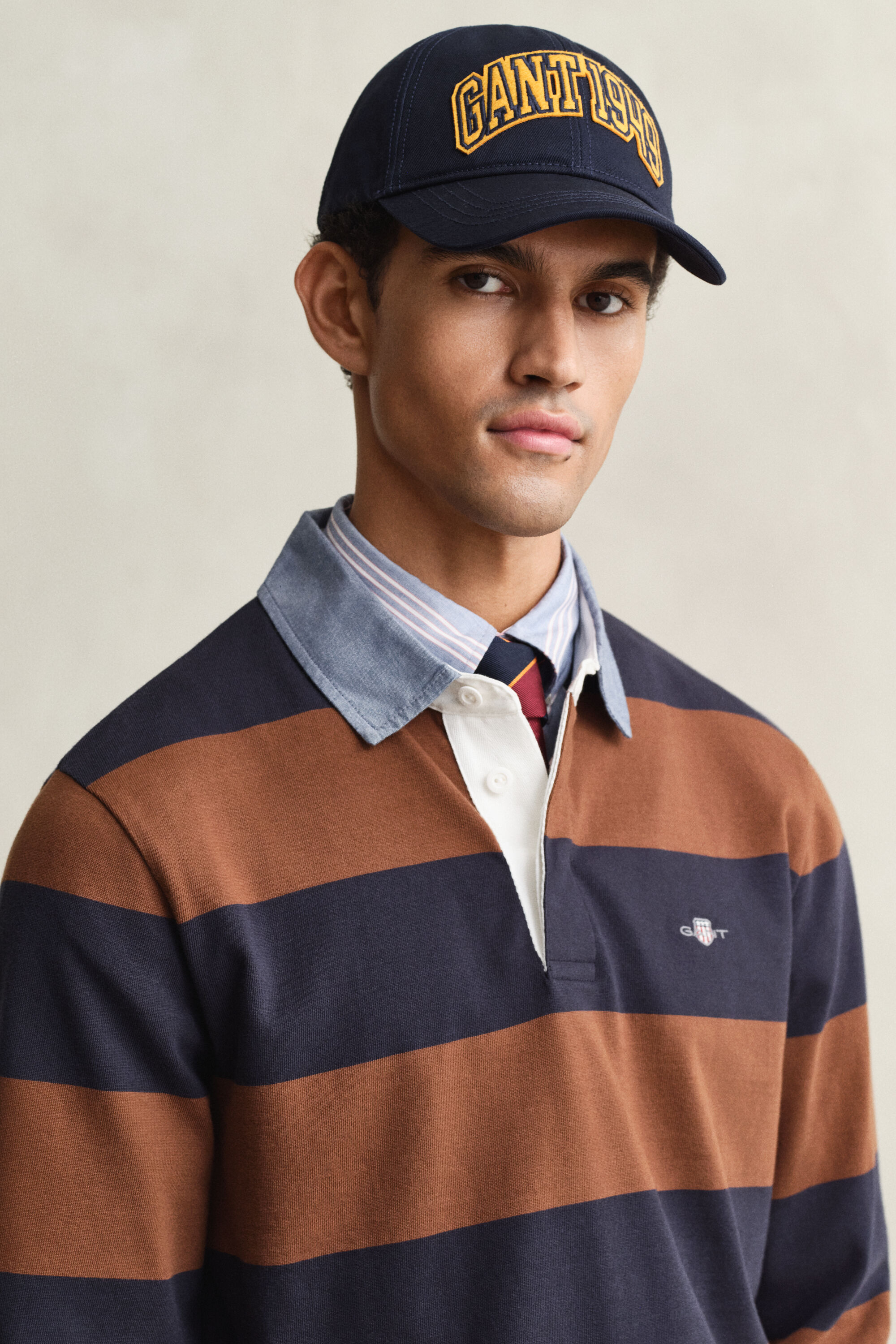 Chambray Collar Striped Heavy Rugger