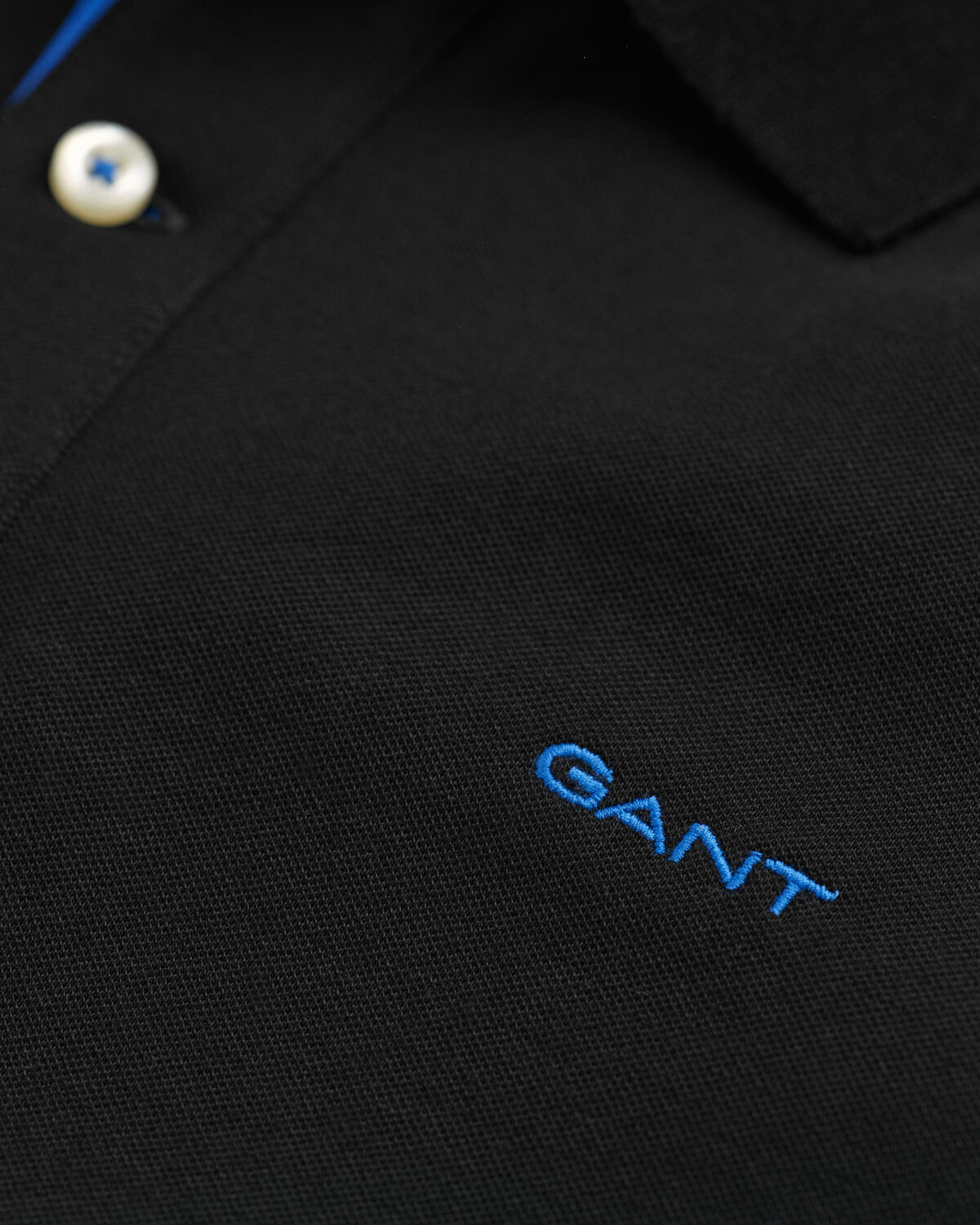 Contrast Piqué Polo Shirt — BLACK