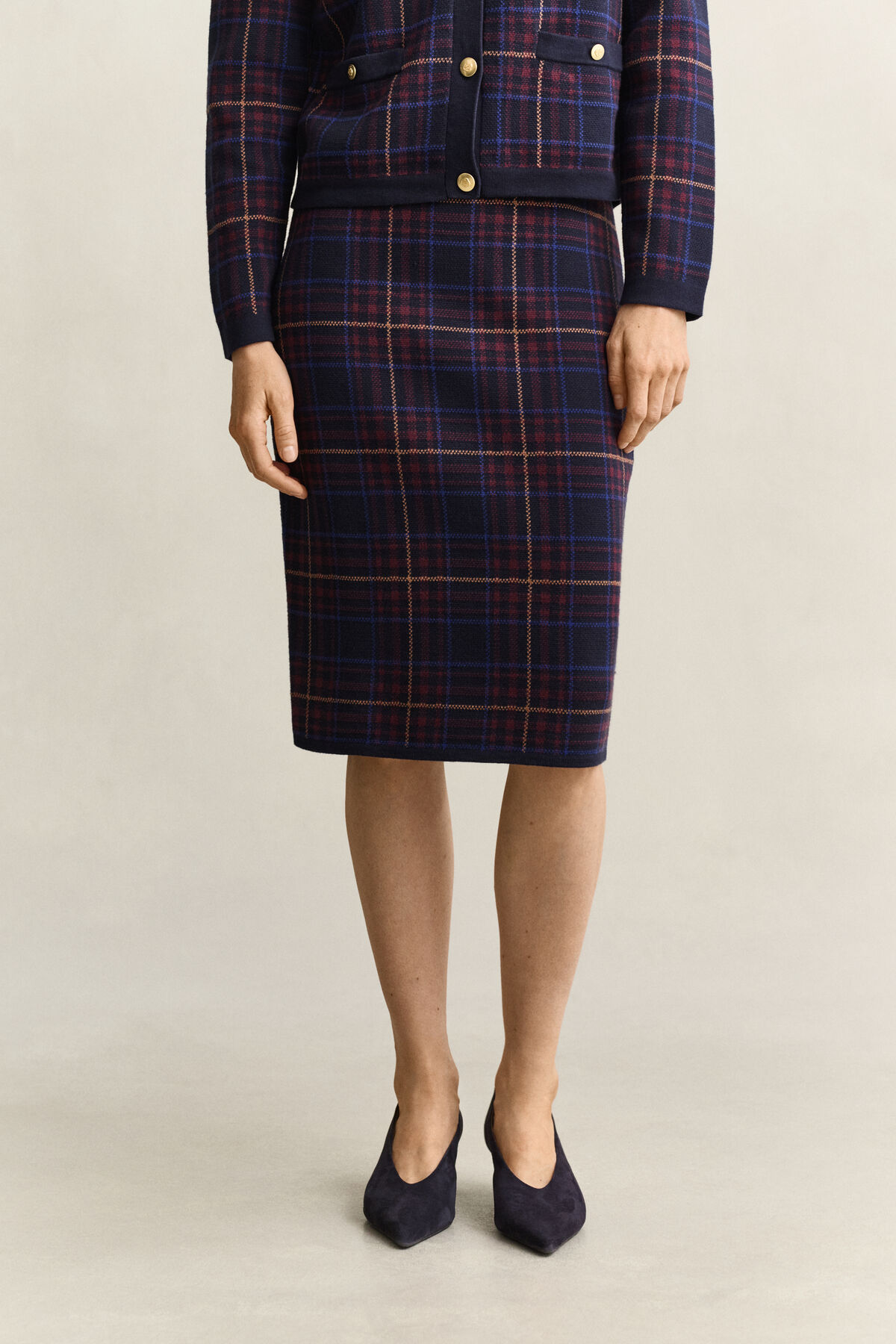 Checked Skirt — EVENING BLUE