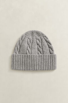 Lambswool Cable Knit Beanie — DARK GREY MELANGE 2
