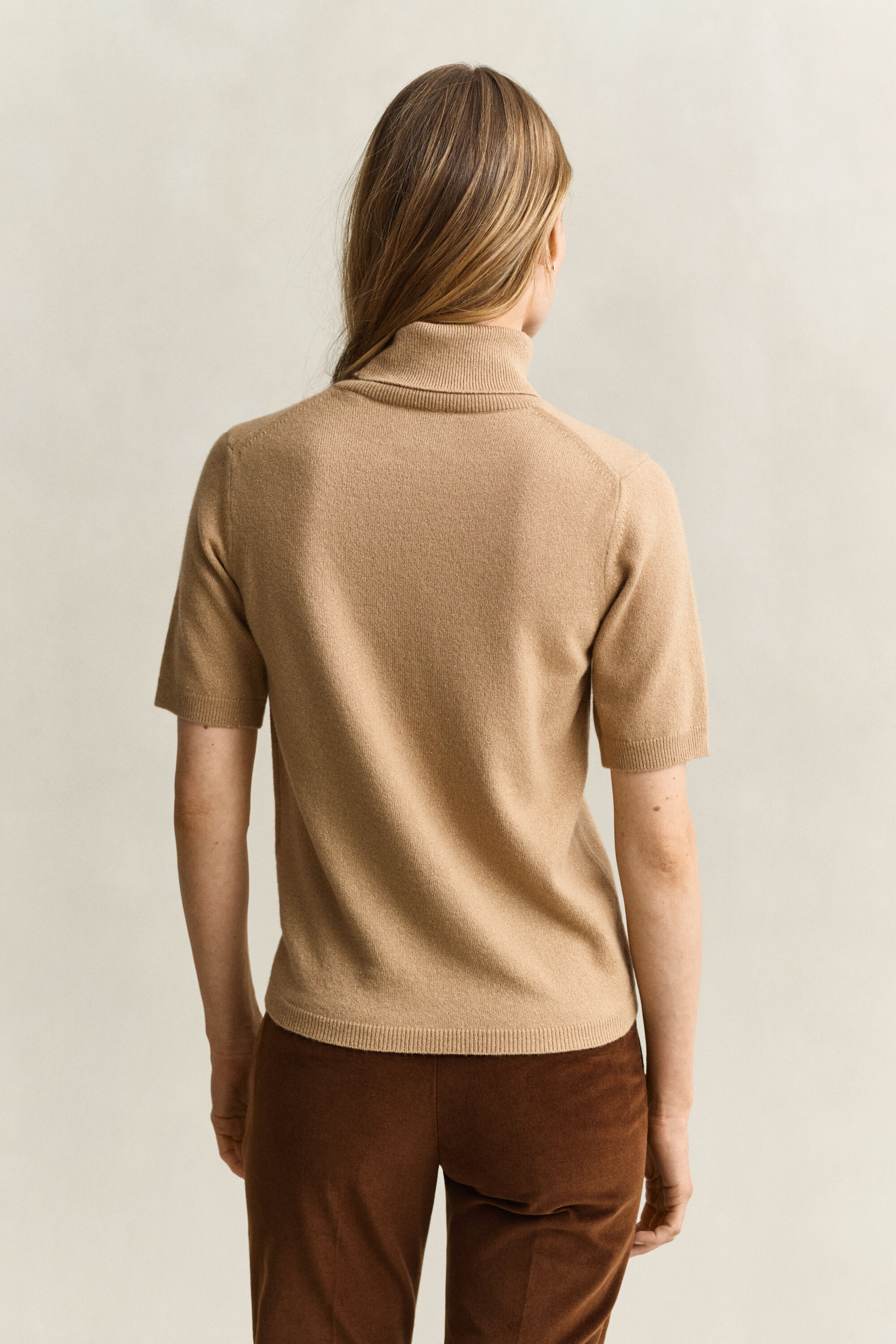 Metallic Wool Blend Turtleneck Sweater