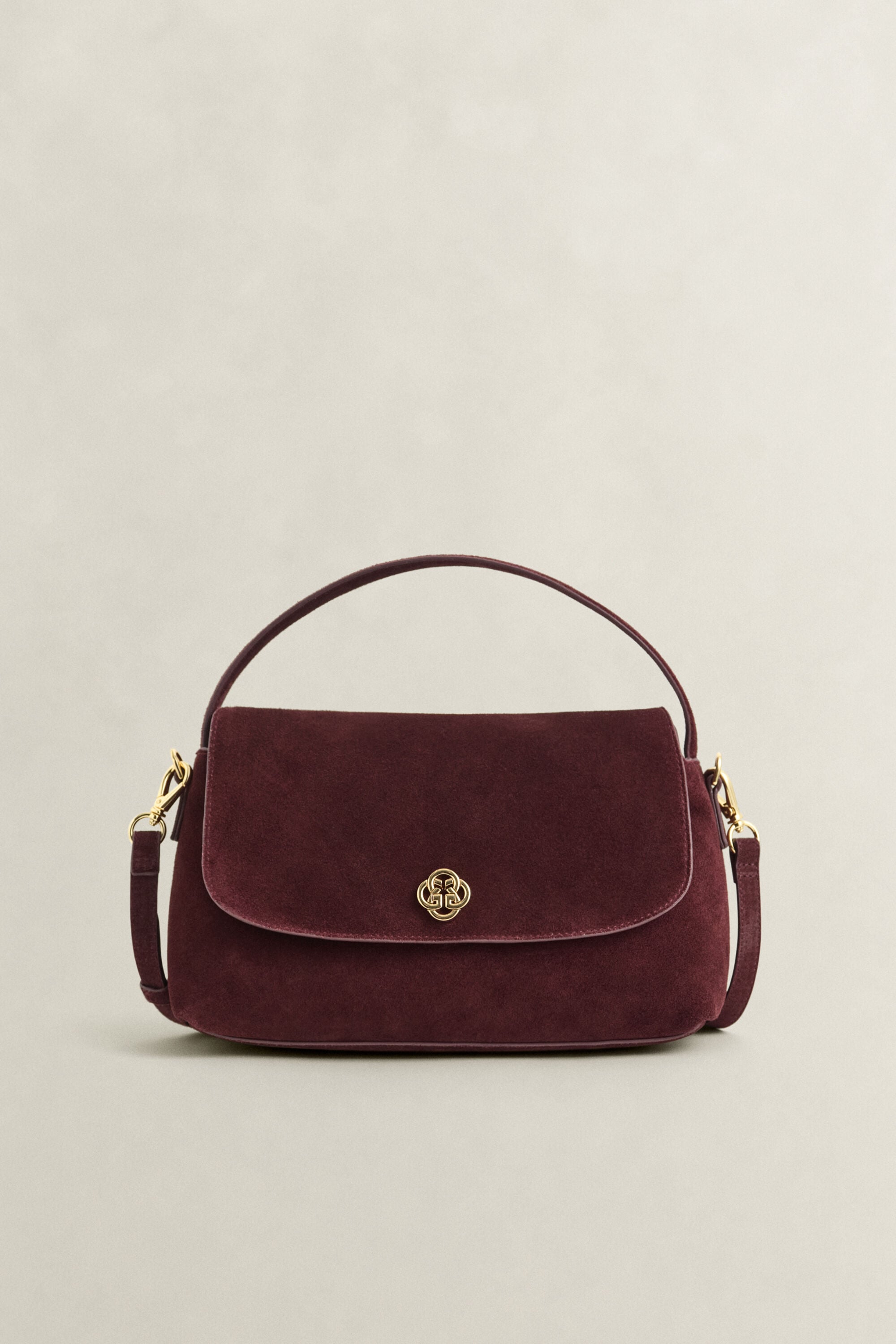 Slouchy Suede Shoulder Bag — DARKENED WINE