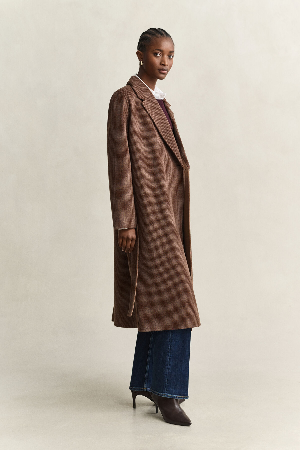 Handstitched Belted Coat — DEEP BROWN