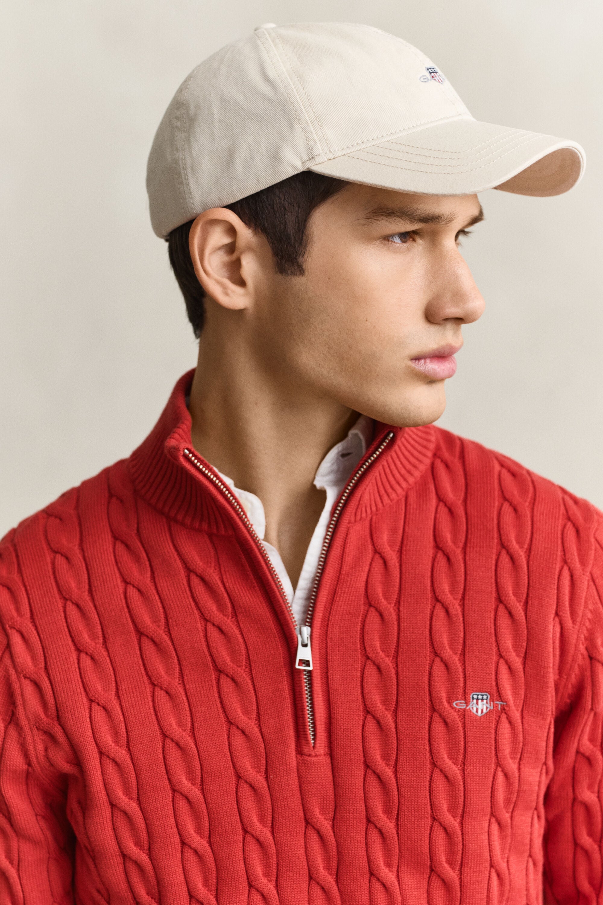 Cotton Cable Knit Half-Zip Sweater