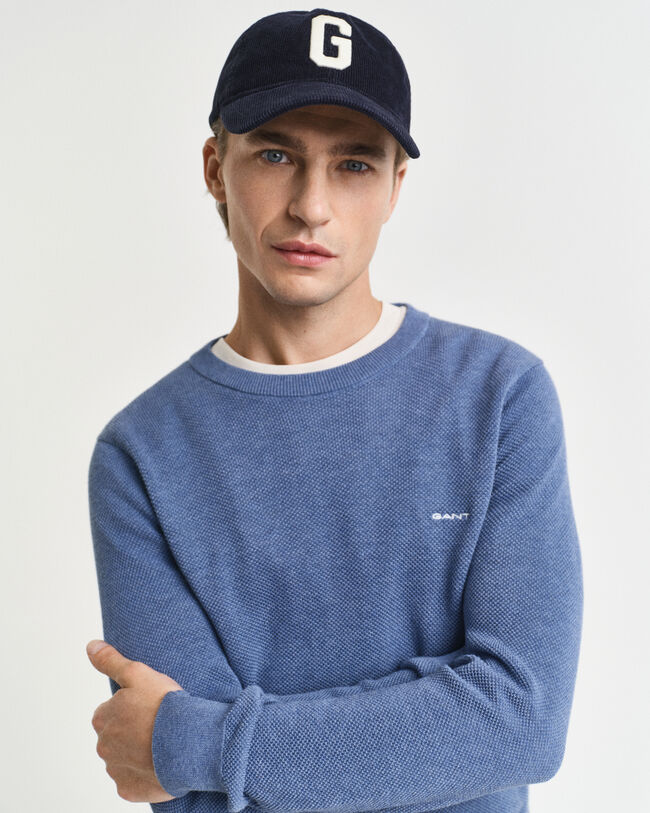 Cotton Piqué Crew Neck Sweater