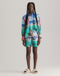 Scenery Print Drawstring Shorts